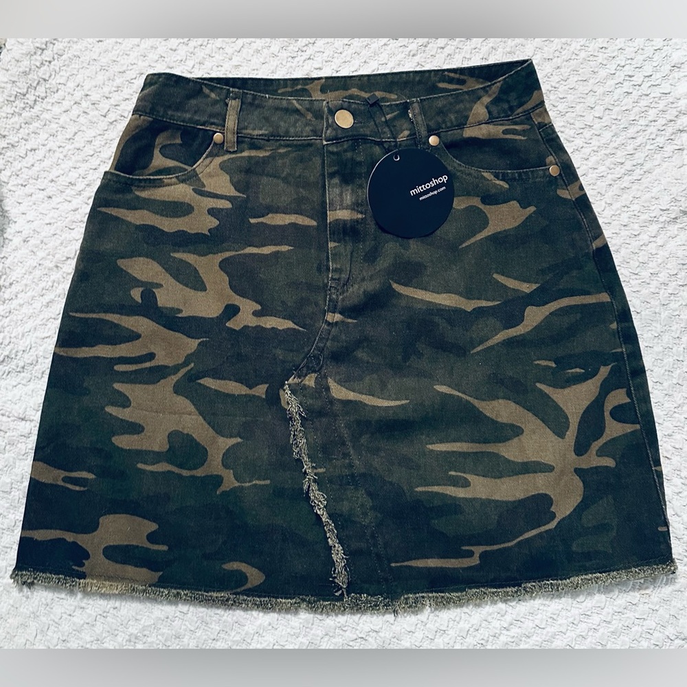 Mittoshop Camo Print Denim Skirt